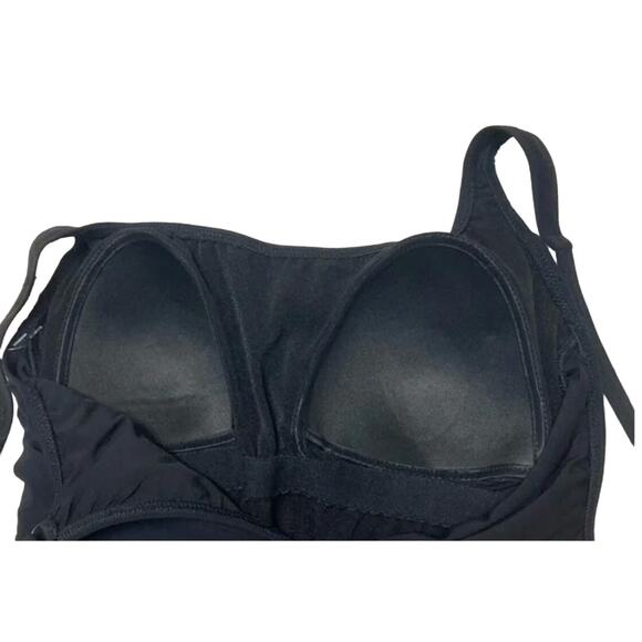 Profile by Gottex Slimming Side Lace Solid Black One-Piece Swimsuit NWOT 8 - Picture 7 of 7